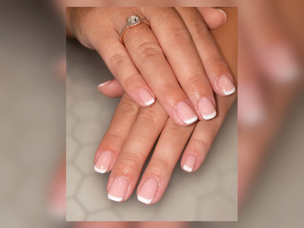 Classic French BIAB nails by LM Beauty in Kilmarnock