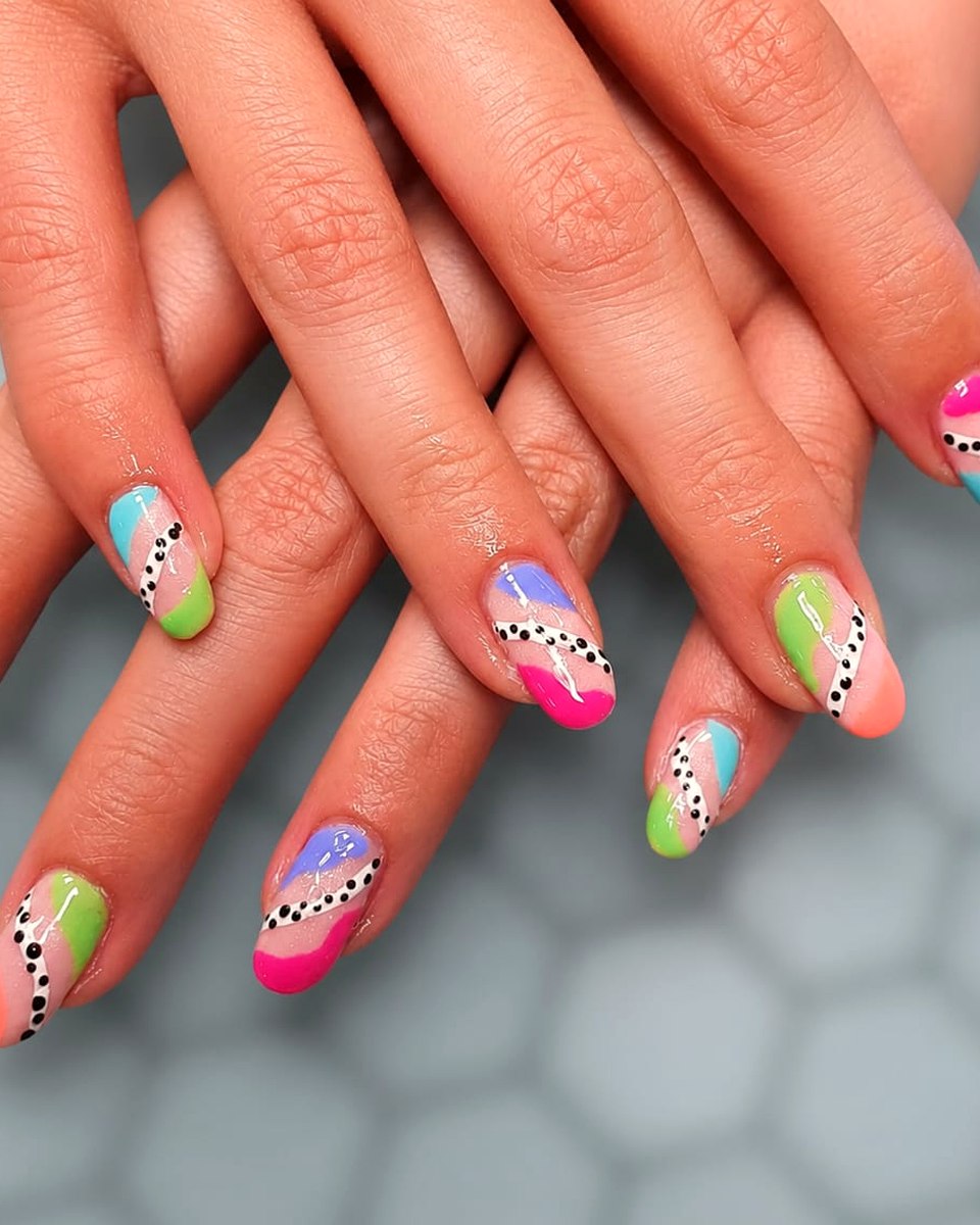 Colourful acrylic nail art by LM Beauty in Kilmarnock